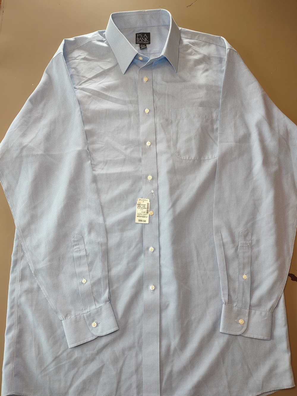 New Jos. A. Bank Light Blue Micro-Check Dress Shirt - Picture 6 of 8